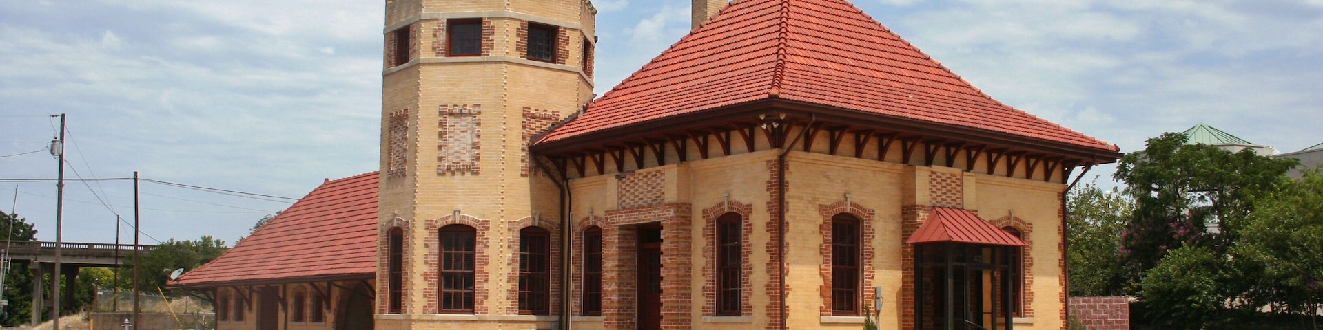 Historic Train Depot in Waxahachie, TX Cloudy Sky