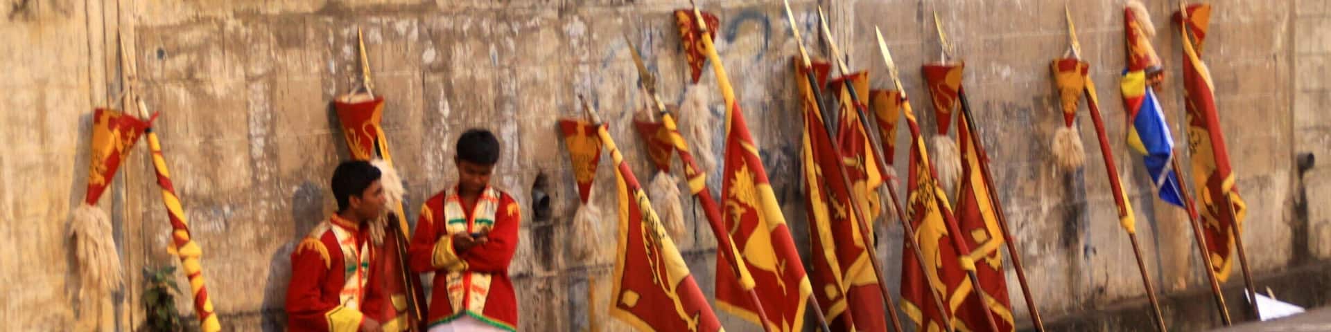 The boys waiting patiently for the poya parade to start...