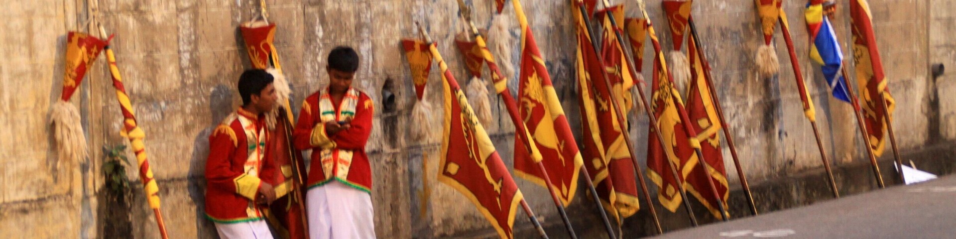 The boys waiting patiently for the poya parade to start...