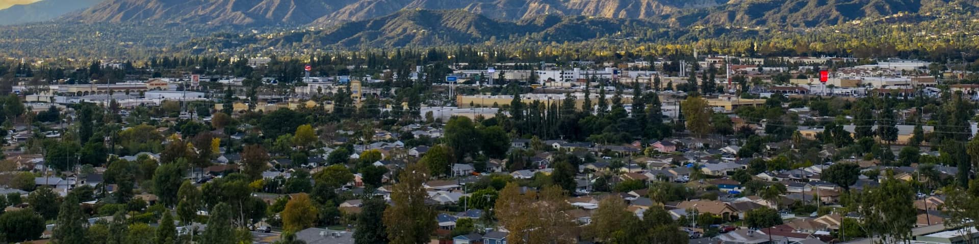Aerial shot of the majestic San Gabriel Mountains in Duarte California USA