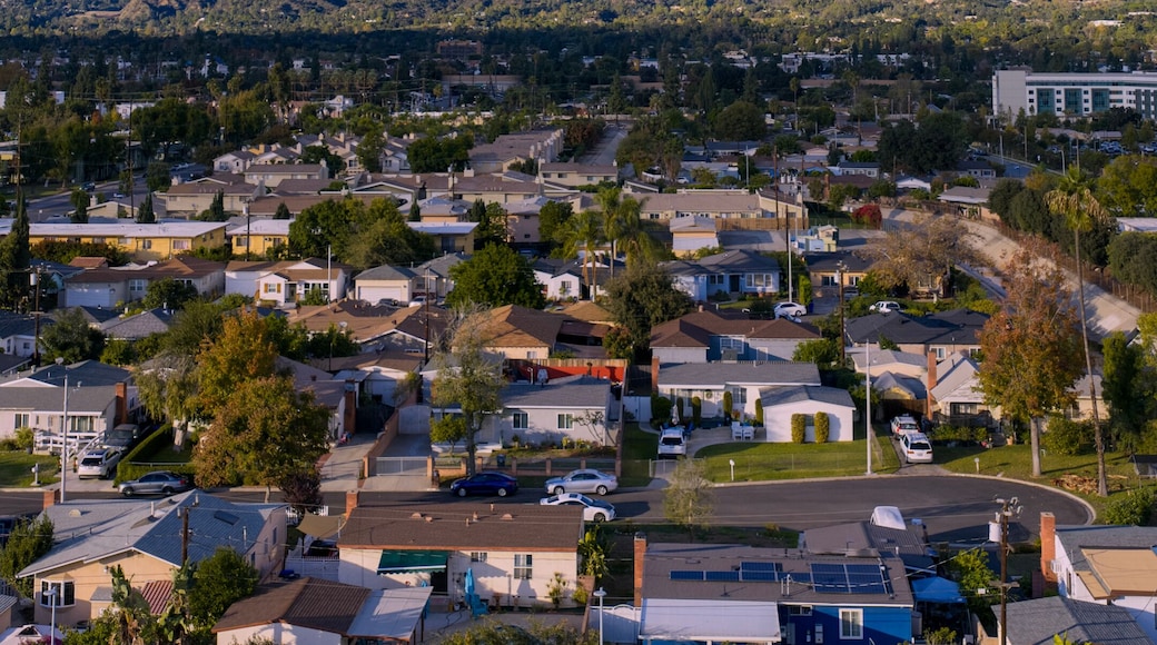 Aerial shot of the majestic San Gabriel Mountains in Duarte California USA