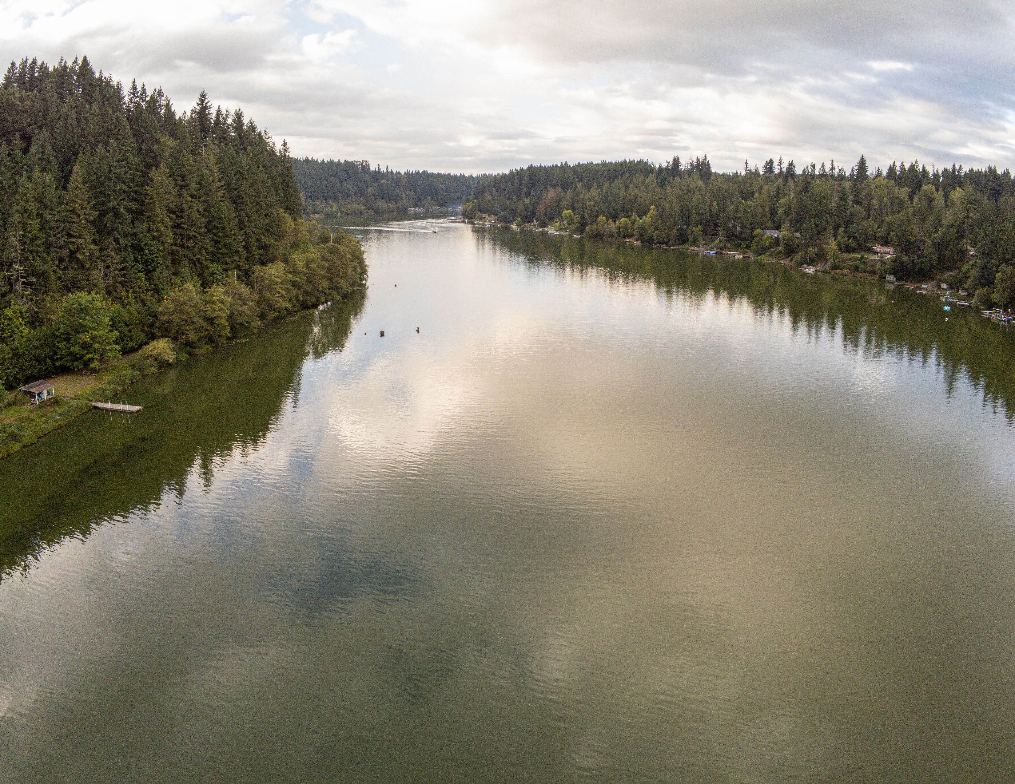 Incredible aerial shots of Pierce County's stunning Ohop Lake in Eatonville, Washington