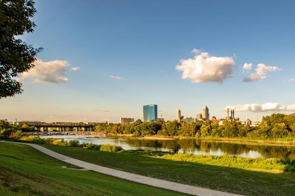 Indianapolis Skyline Along White River During Daylight
