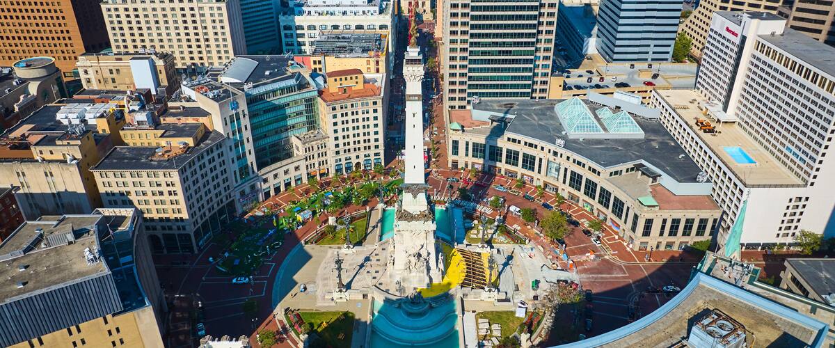Aerial View of Historic Monument and City Square, Indianapolis