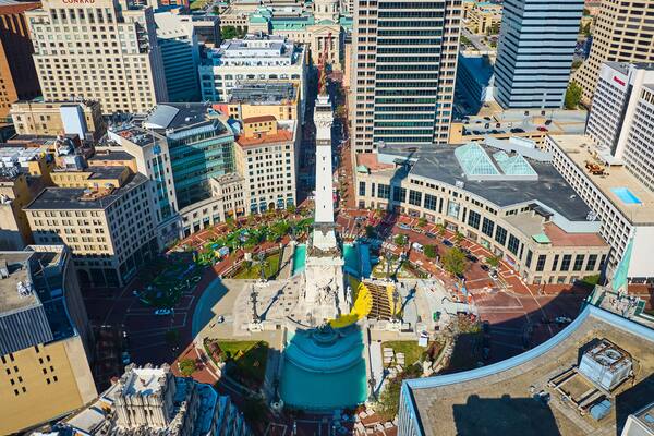 Aerial View of Historic Monument and City Square, Indianapolis