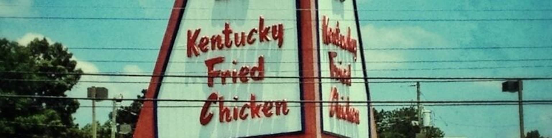 The big chicken. Something that is featured in the "weird Georgia" book. It was built in the 1960s' by the owner, and is a great drive by "we saw that" thing to see. 
 
What is it? Why, it's a giant chicken, 56 feet tall, built in front of a KFC in Marietta.
Why is it there? I have no idea.
Anything special? It's a giant chicken, that moves! On the side of the road, and you can also get lunch.