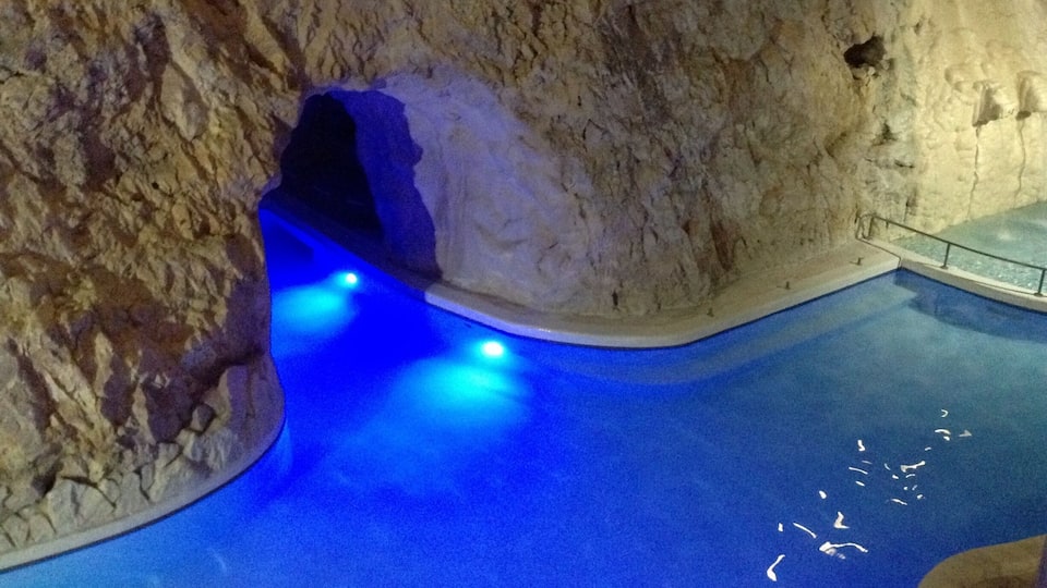 An intriguing thermal spa in Miskolc is built within a cave. There are several tunnels connecting larger pools, as well as sauna, steam room and thermal pools.
A four hour ticket is 1500 HUF (5€), the sauna world is an extra 1000 HUF (€3).
#aqua #swimming #blue
