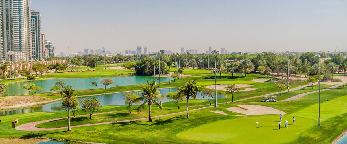 DUBAI, UAE - MARCH 10, 2017: View of Emirates Golf Club, an 36-hole golf course in Dubai.