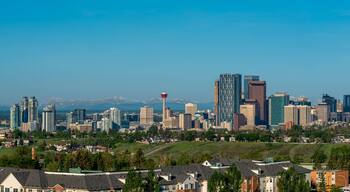 Calgary's skyline on a sunny day.