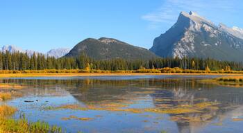 Panoramic view of Vermilion lakes in Banff national park