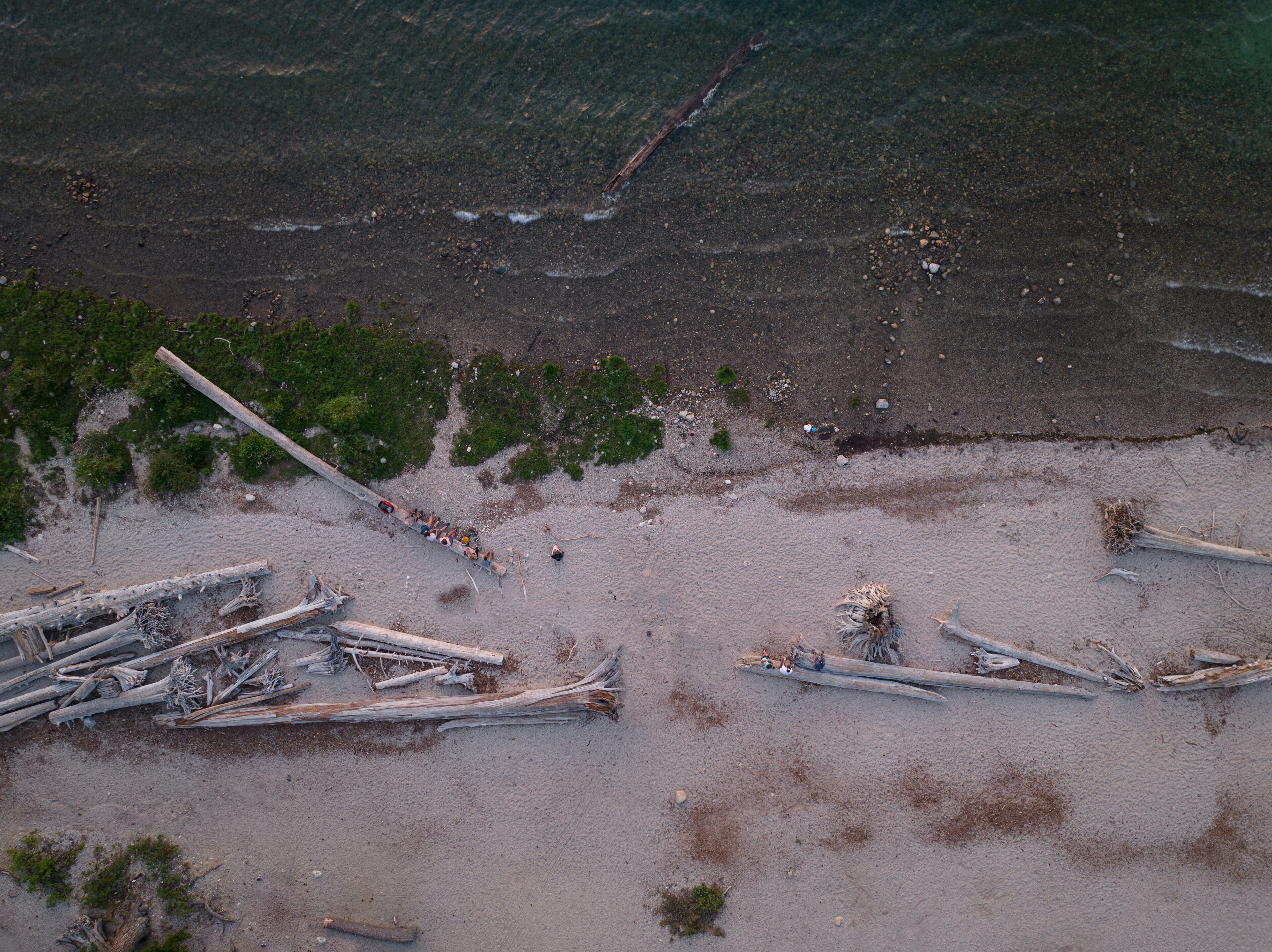 Lake Wenatchee State Park Camping and Recreational Beach Area Overhead Aerial View - Washington USA