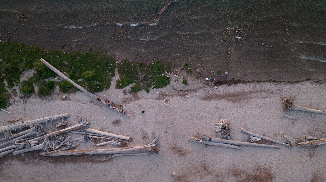 Lake Wenatchee State Park Camping and Recreational Beach Area Overhead Aerial View - Washington USA