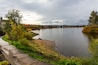Lonely figure of a fisherman on the private Staats lake in Oregon