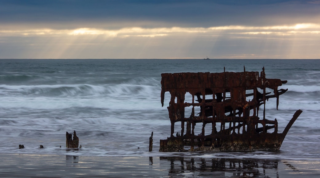 Peter Iredale Shipwreck at Dusk on Pacific Ocean Beach in Fort Stevens State Park Near Astoria, Oregon