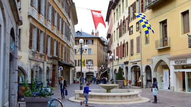 Chambery showing a fountain, street scenes and heritage architecture