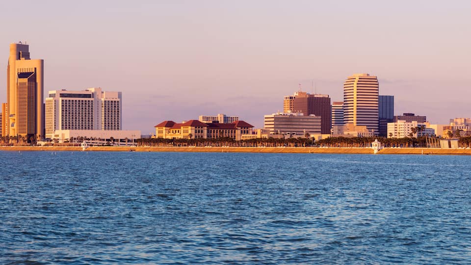 Panorama of Corpus Christi at sunrise
