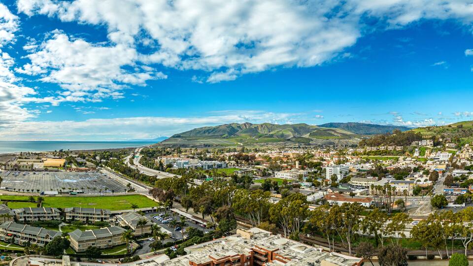 Ventura California. Beach Pier. Aerial scenic Panorama