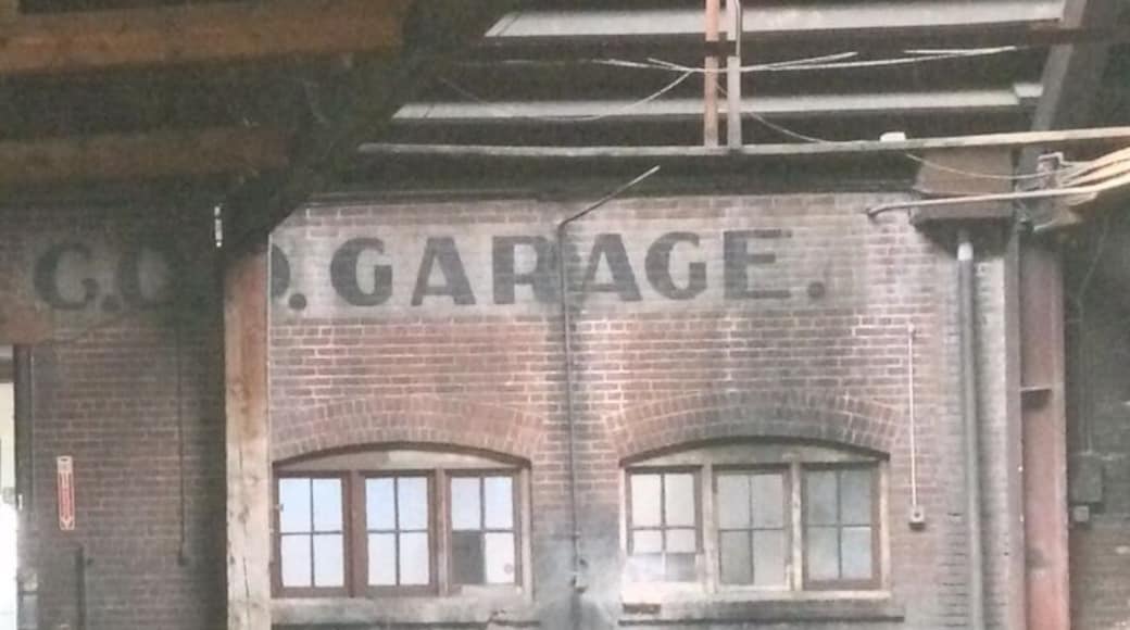 The interior of the C. O. D. Garage showing the original exterior.