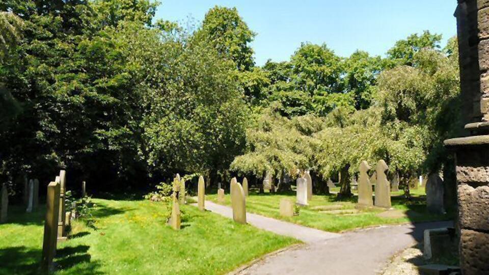 St John's graveyard The graveyard of St John the Baptist, Heaton Mersey.
