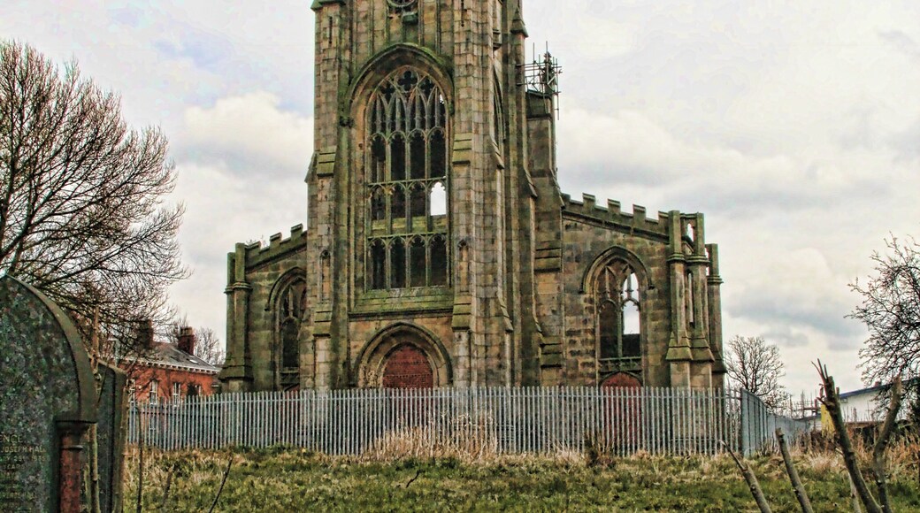 Photograph of the ruins of St Luke's Church, Cheetham Hill, Manchester, England