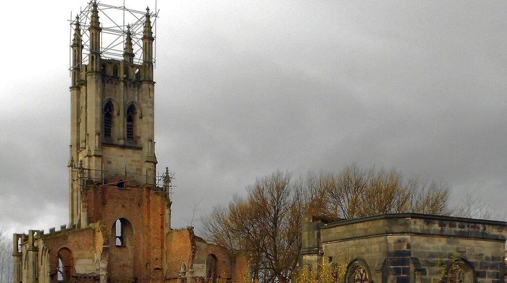 Photograph of the ruins of St Luke's Church, Cheetham Hill, Manchester, England