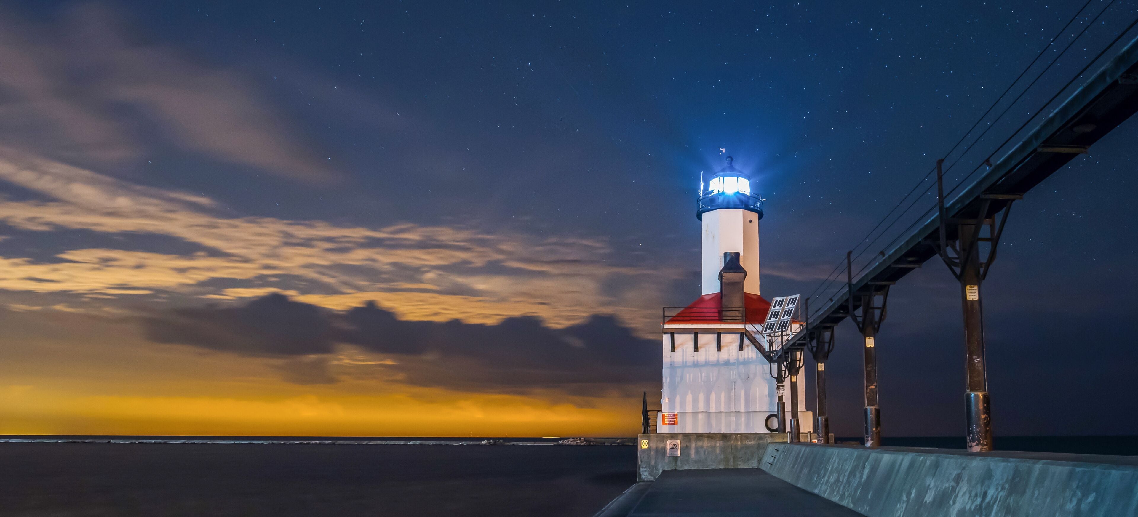 Michigan City Lighthouse at night