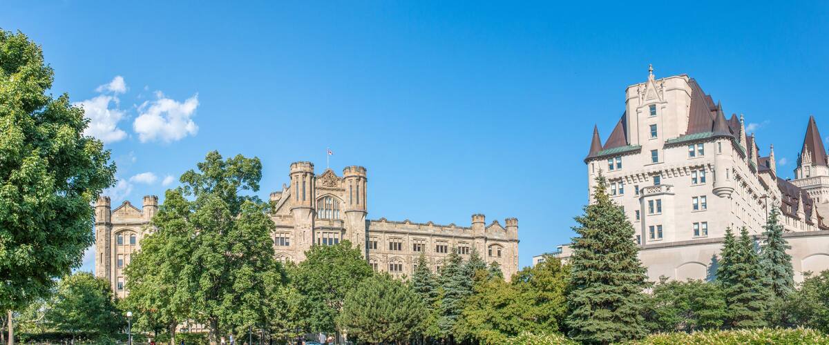 Connaught Building and Ottawa Lockstation at Rideau Canal (Canal Rideau) on Parliament Hill Ottawa Ontario Canada
