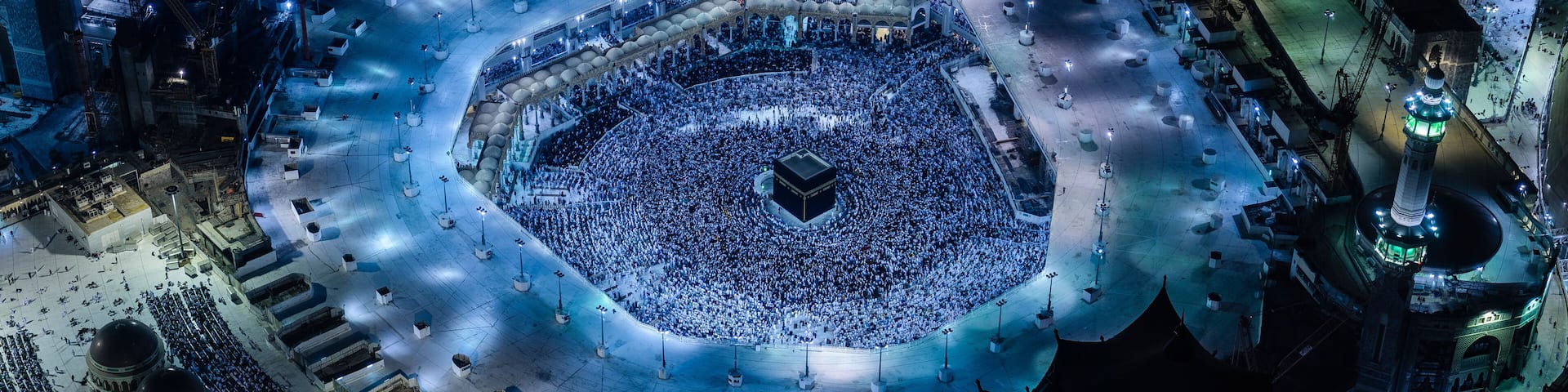 The Hajj annual Islamic pilgrimage to Mecca, Saudi Arabia, the holiest city for Muslims. Aerial view.