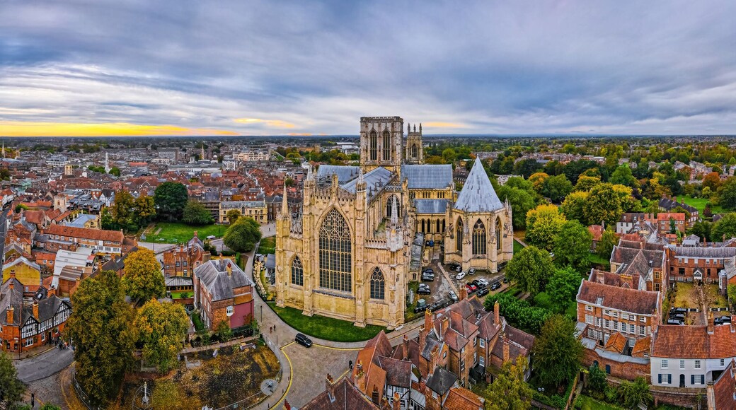 Aerial view of York minster in England