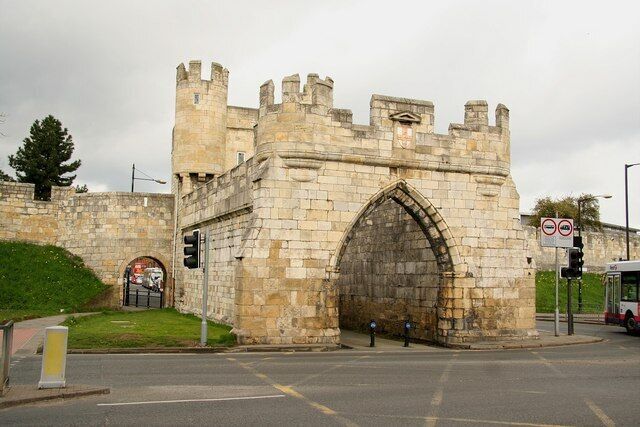 Walmgate Bar The most complete of York's City gates, the earliest part is 12th century and retains its 15th century wooden gates and portcullis, the barbican is 14th century and once spanned a water filled moat.