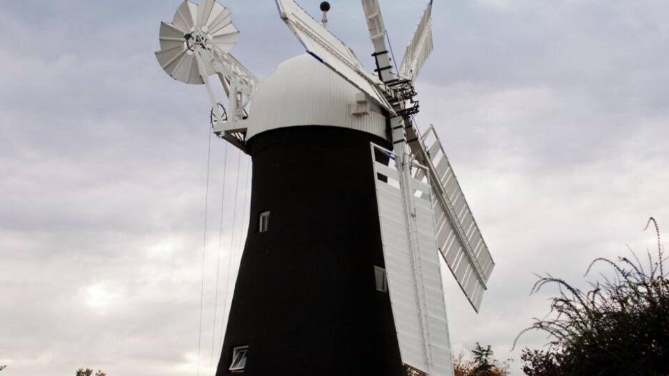 Holgate Windmill, York, England. Taken in winter 2012/3 from Windmill Rise. Showing the extended sails.