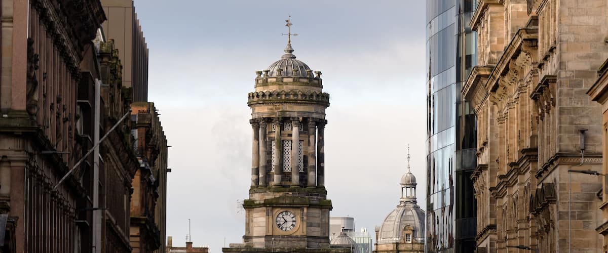 Clock Steeple Tower on the Gallery of Modern Art in Glasgow City