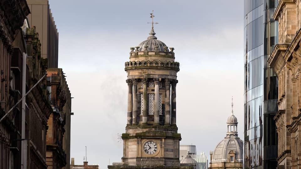Clock Steeple Tower on the Gallery of Modern Art in Glasgow City