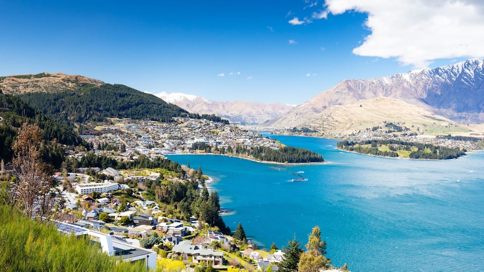 Queenstown View on a Sunny Day in New Zealand