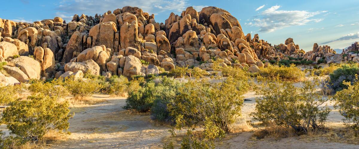 Boulder formation at Horsemen's Center Park in Apple Valley, California,  in the Mojave Desert.