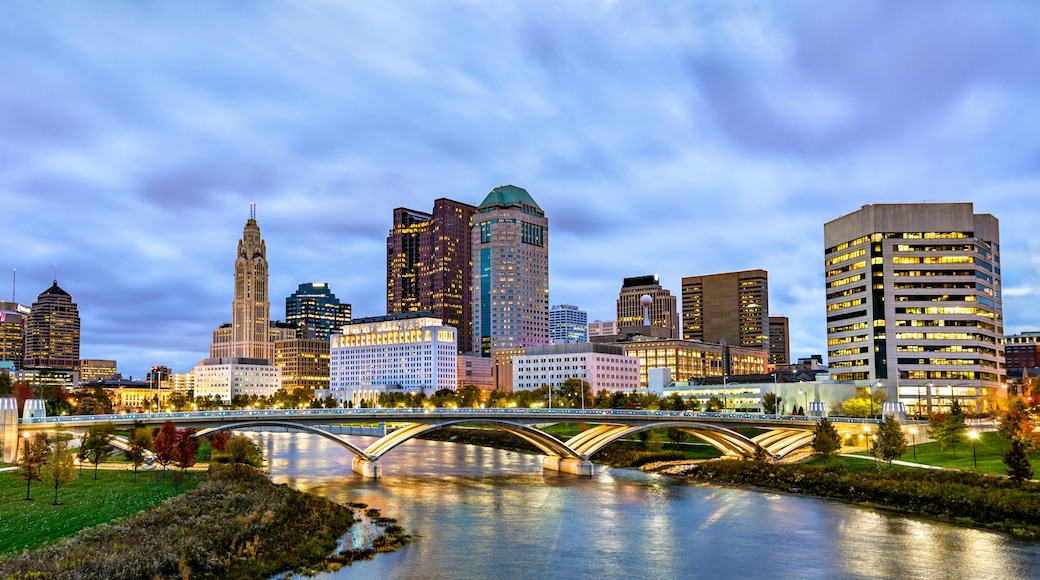 Cityscape of Columbus above the Scioto River - Ohio, United States