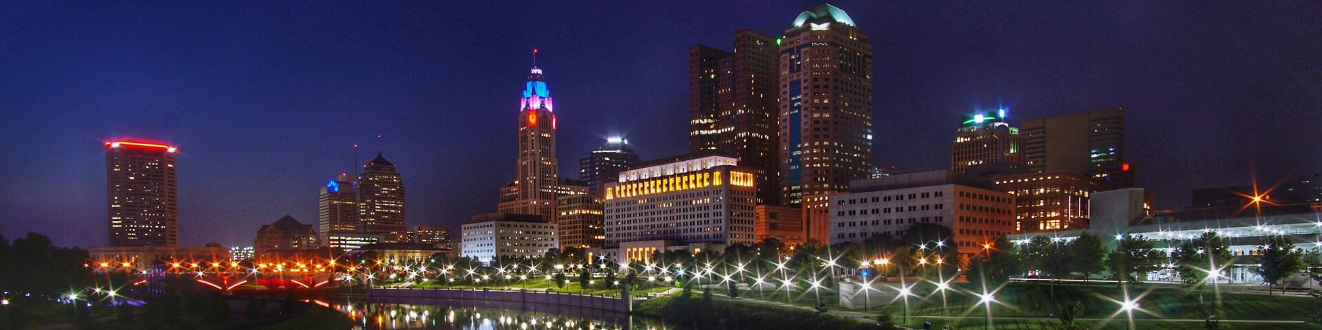 Columbus city skyline is beautiful day or night