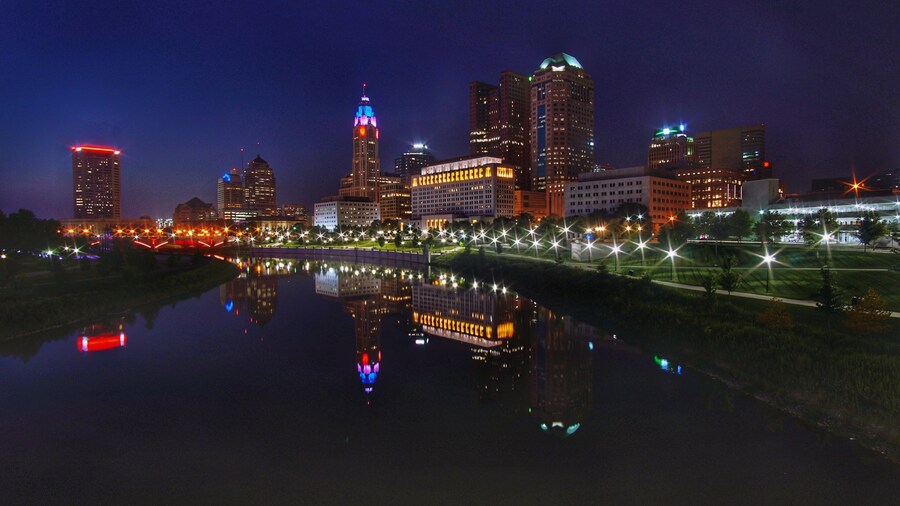 Columbus city skyline is beautiful day or night