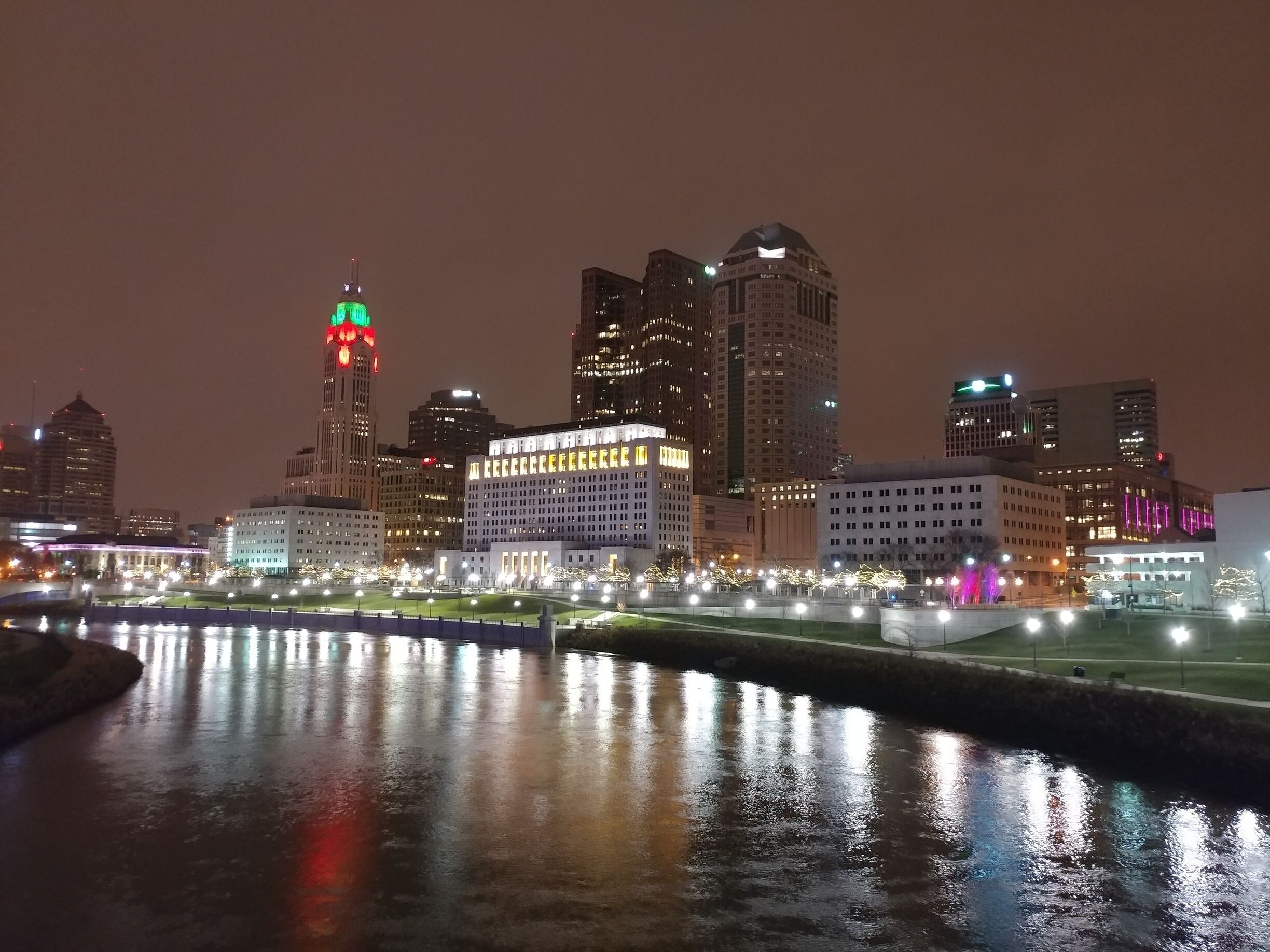 Downtown Columbus, including the Leveque Tower, lit up for the holidays.

#WinterWonders