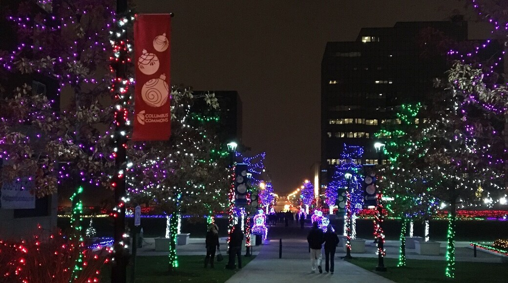 Small park in downtown Columbus decorated for the holidays. One of the best decorated for the holidays in Columbus.
#columbus #christmas #lights