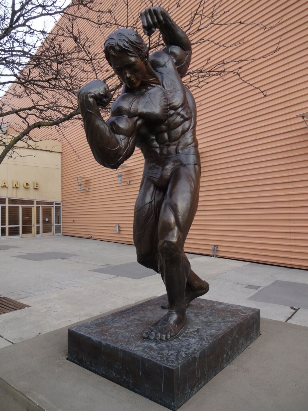 A larger than life bronze Arnold Schwarzenegger flexes in his newly relocated home in front of the Greater Columbus Convention Center.  

The Convention Center hosts the annual Arnold Sports Festival.

The statue originally took up residence outside the recently demolished Veteran's Memorial Auditorium.

#architecture 