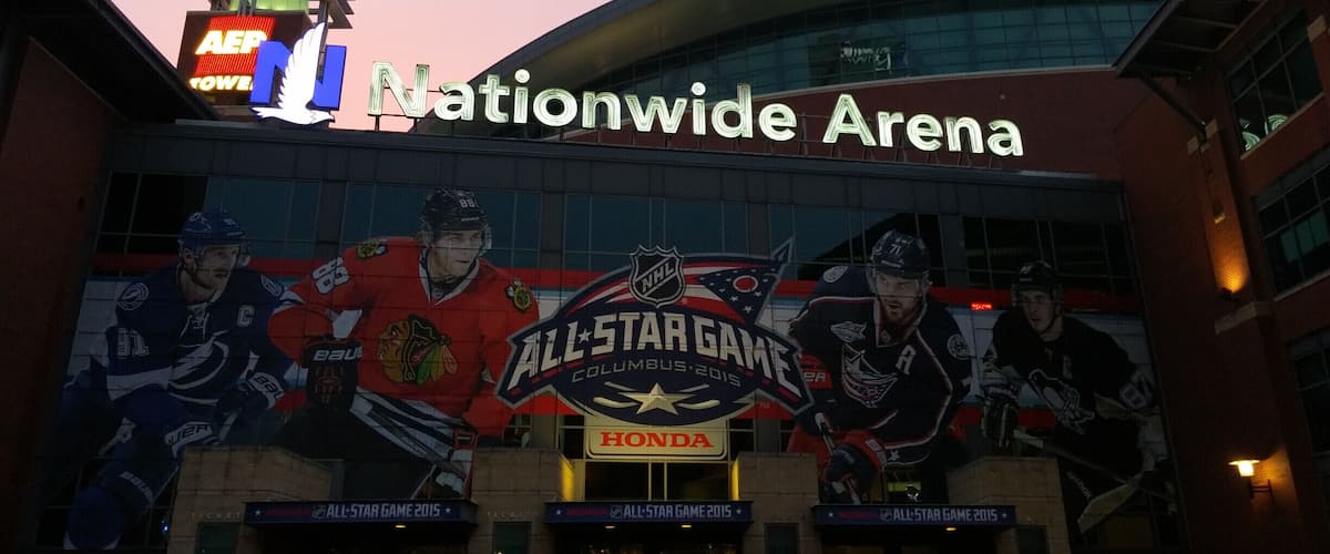 The Columbus Blue Jackets #CBJ and Nationwide Arena went all out as hosts of the 2014 NHL All-star Game. In addition to hosting the skills competition and the game itself, the NHL fan festival was held at the nearby convention center and the Arena District was turned into All Star Winter Park with a giant snow slide and an outdoor NHL regulation sized ice rink.