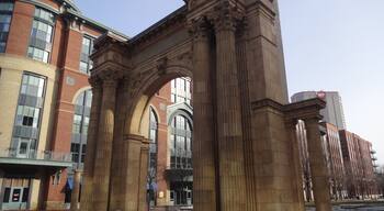 This arch is all that remains of Columbus Grand Union Station, the city's third and final train station.
Built in 1897 and designed by Daniel H. Burnham and Company of Chicago, the train station was located in the current footprint of the Greater Columbus Convention Center.
On October 22, 1976, demolition began despite having been listed on the National Register of Historic Places two years earlier. A restraining order federal judge George Smith halted demolition, but it was too late and only one arch of the ornate structure was saved.
In 1999, the arch in its entirety was slowing inched over several blocks to its current location at Dimon McPherson Commons in the Arena District.
#architecture