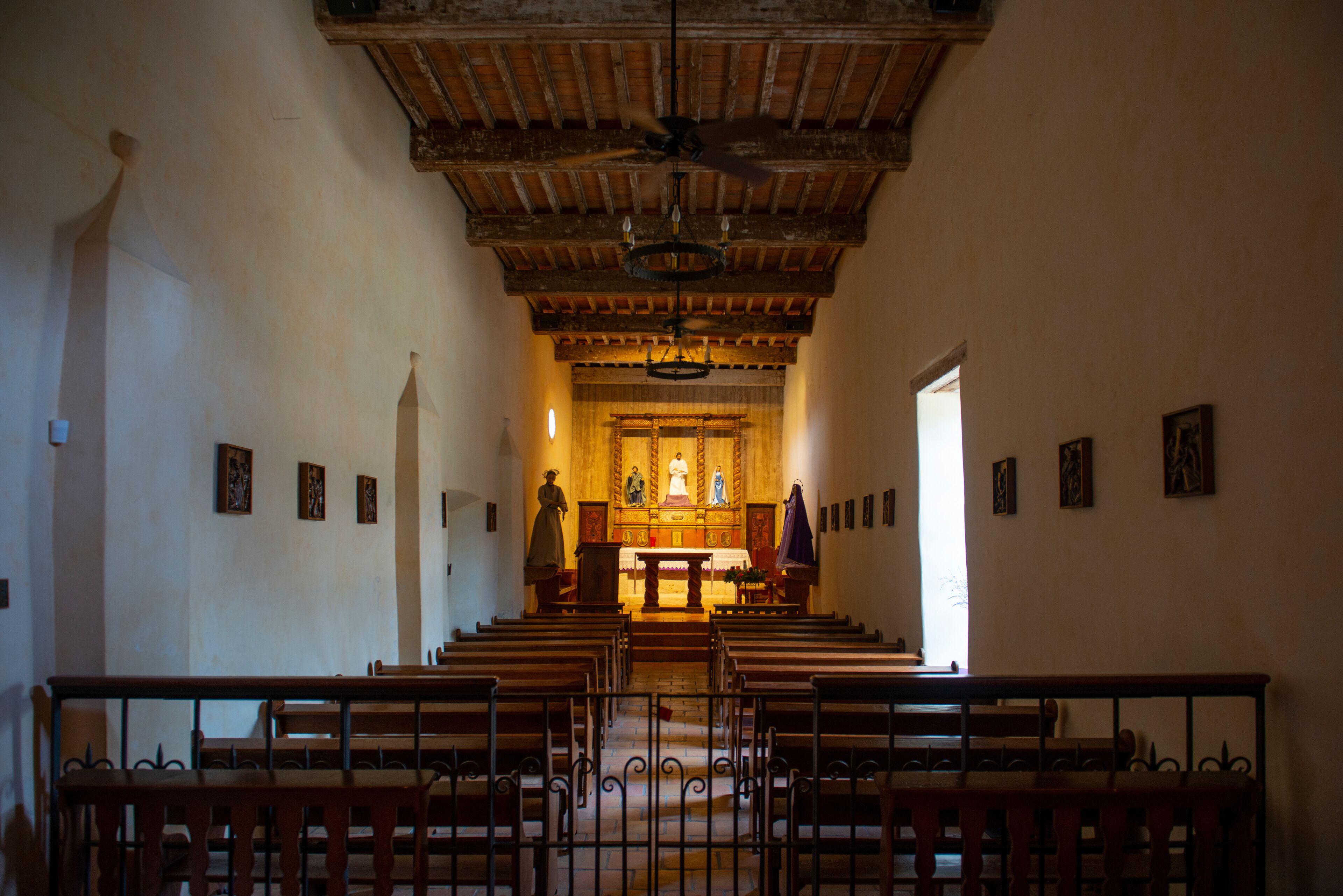 Mission San Juan Capistrano altar in San Antonio, Texas, USA. The Mission is a part of the San Antonio Missions UNESCO World Heritage Site.