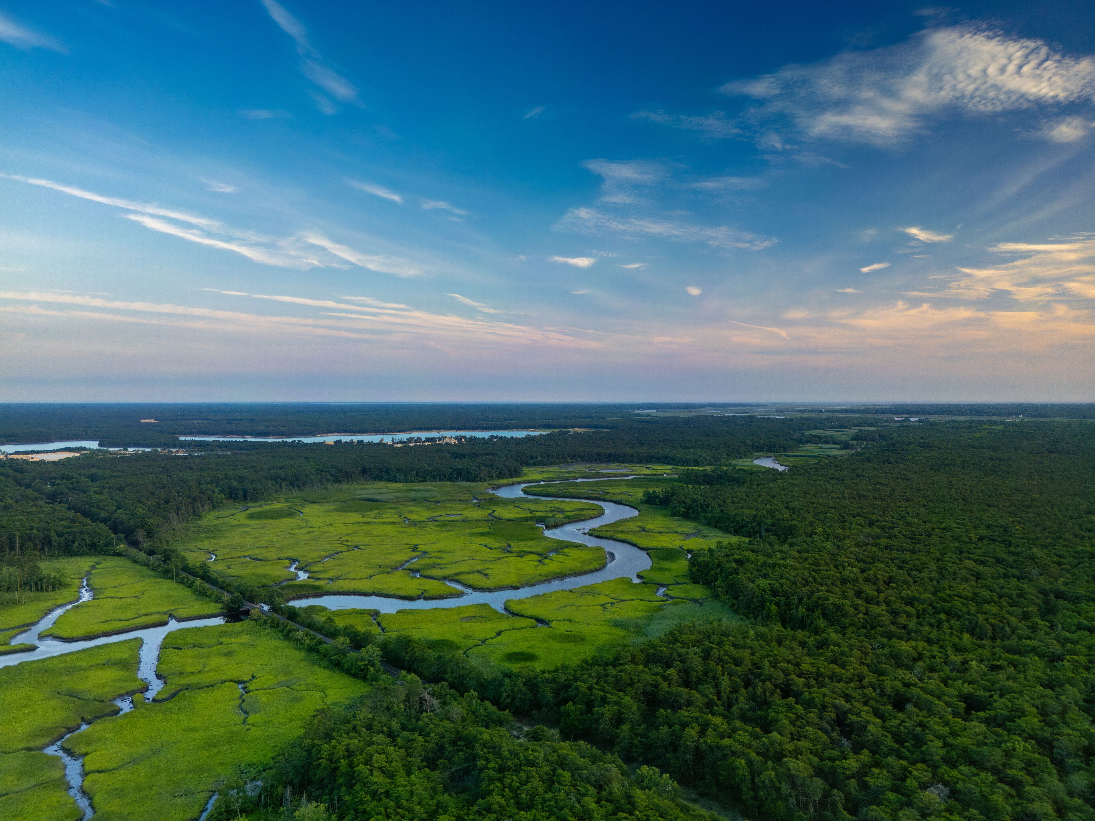 Aerial photo of the Manumuskin River in south New Jersey. 