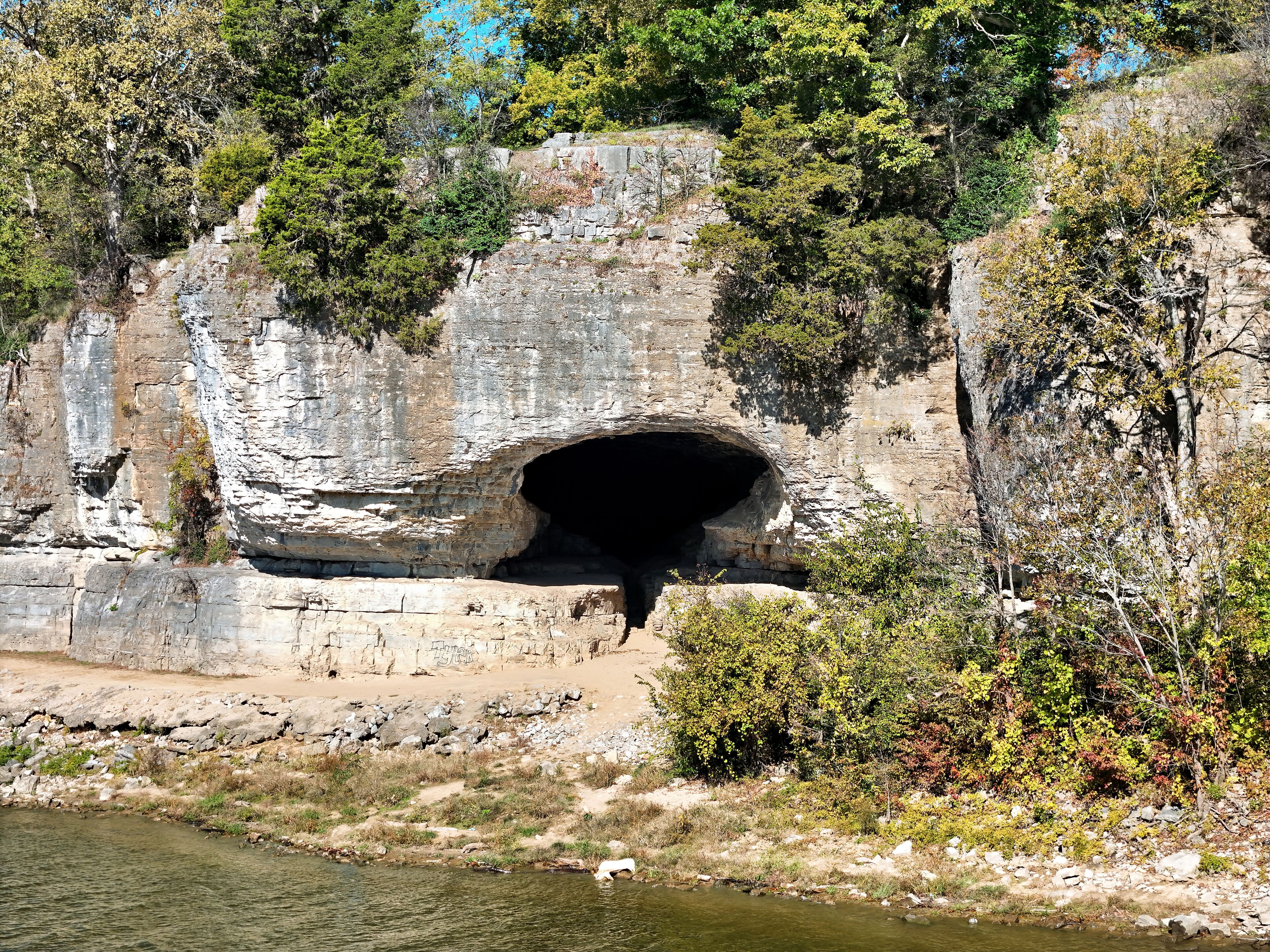 Cave-In-Rock State Park, Illinois - view of cave opening along the Ohio river