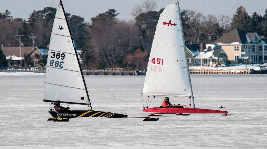 Ice boating on The Toms River.