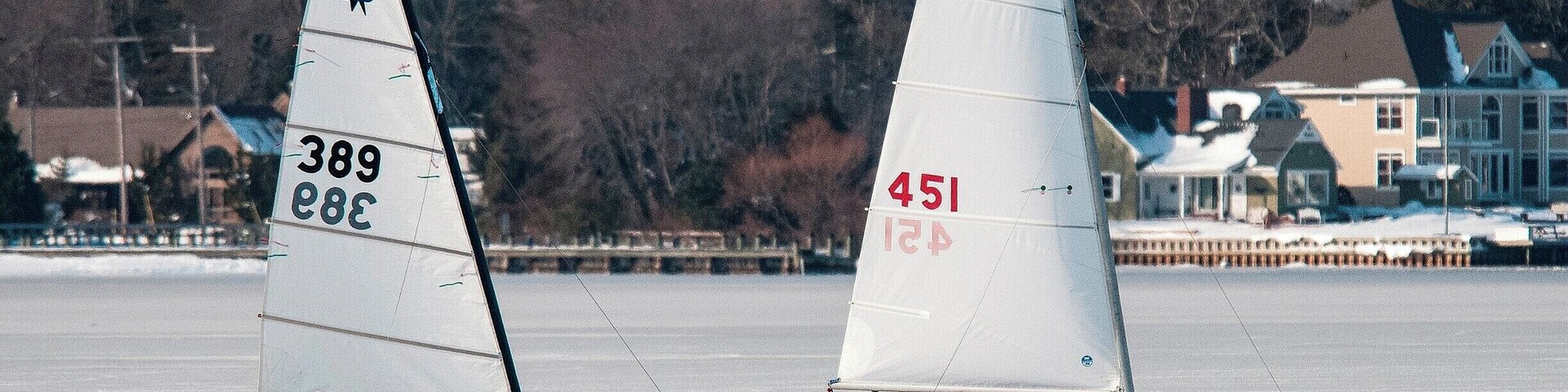 Ice boating on The Toms River.