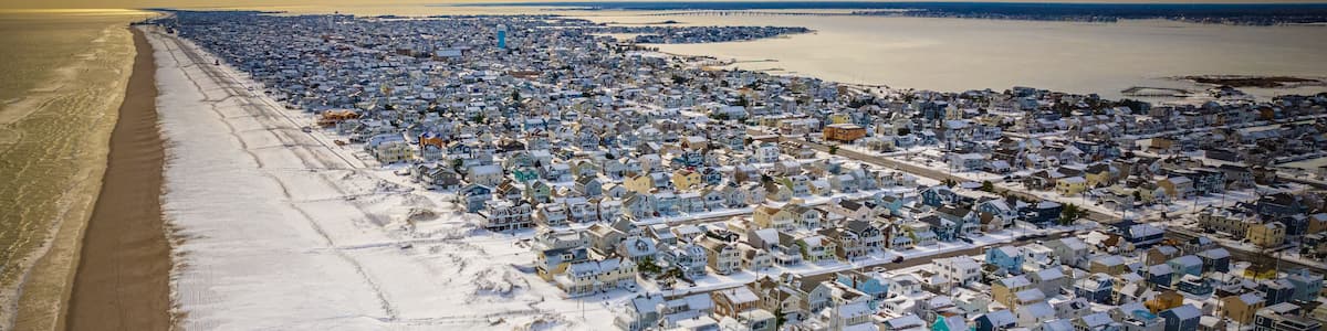 Aerial Drone of Lavallette in the Winter