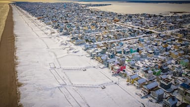 Aerial Drone of Lavallette in the Winter
